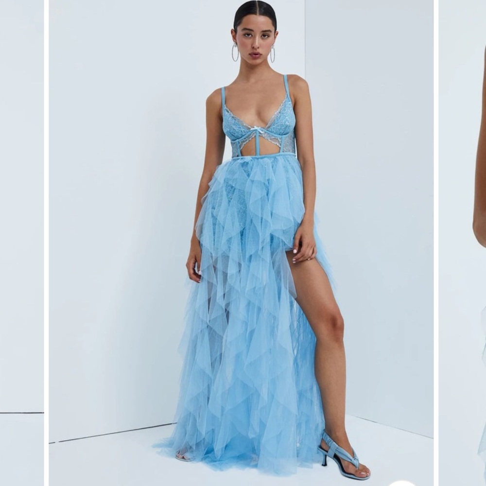 For Love & Lemons Rosario Maxi Dress in blue. NEW WITH TAGS. Never worn